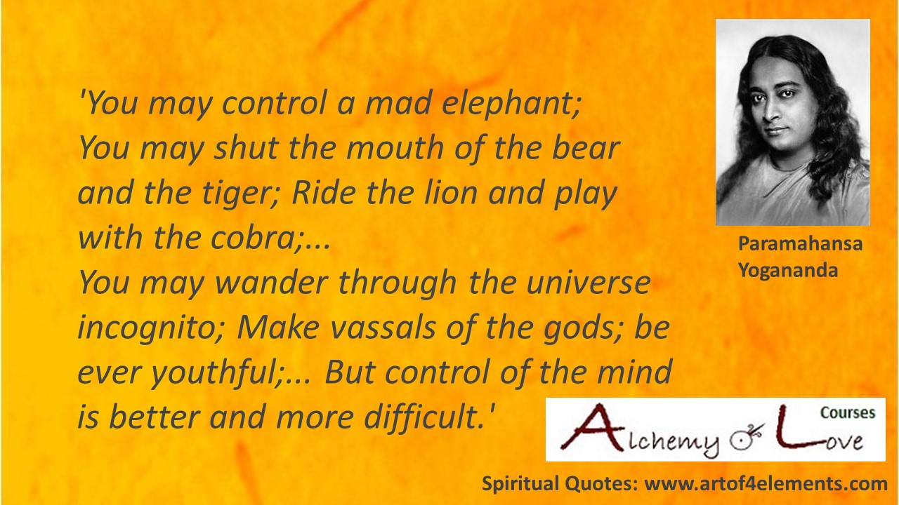 Paramahansa Yogananda Spiritual Quote about meditation and mad elephant