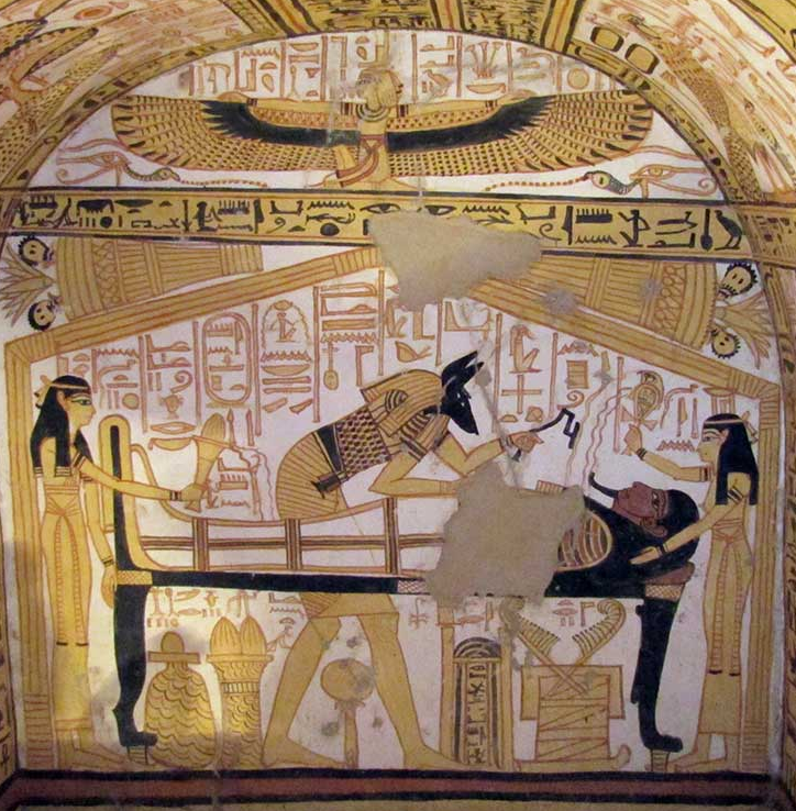 Anubis, Isis, Nephthys in the Theban Tomb 335 (Nakhtamun), from the reign of Ramesses II 1300 BC