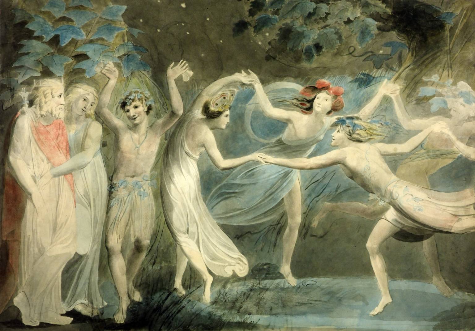 Oberon Titania and Puck with Fairies Dancing By William Blake 1786 Tate Museum the UK