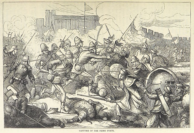 Opium War British in China Capture_of_the_Peiho_Forts 1860 British Library