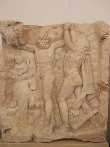 Heracles freeing Prometheus, relief from the Temple of Aphrodite at Aphrodisias 1,000 BC