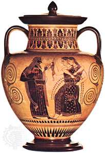 Dionysus and the Maenads amphora by the Amasis Painter 530 BC in Paris