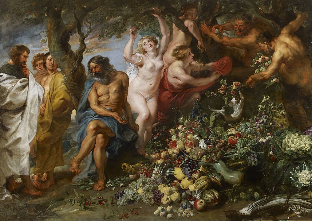 Pythagoras Advocating Vegetarianism 1630 by Peter Paul Rubens inspired by Pythagoras speech in Ovid Metamorphoses