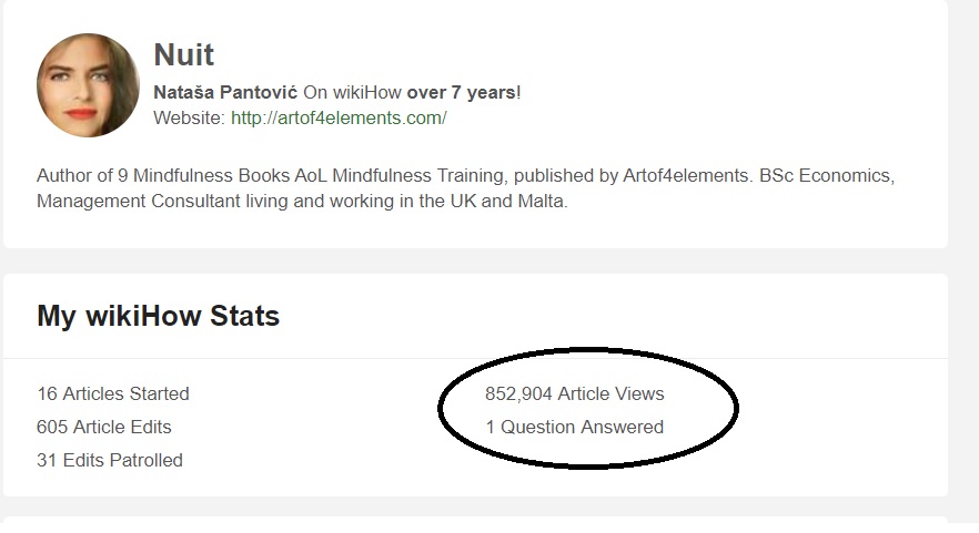 852000 article views on Wikihow Natasa Pantovic Book Excerpts